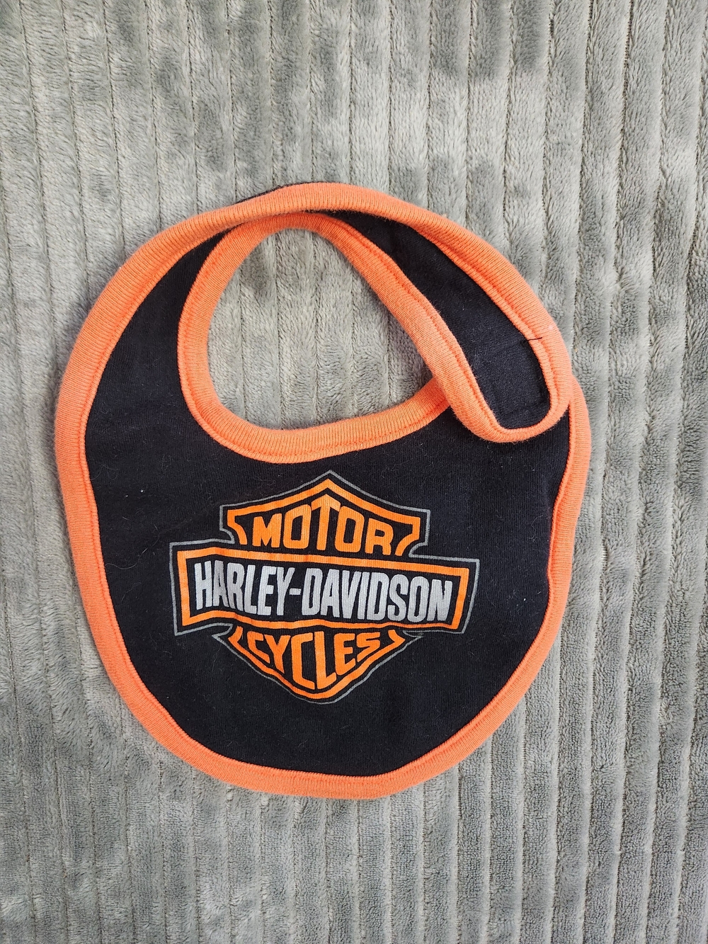 Harley-Davidson Baby Bib Black Orange Bar & Shield Logo Biker Infant